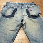 リーバイス501ビッグE　ビンテージ　左右お尻を広範囲に補強リペア、後ろポケットも全面補強