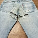 501　66前期モデル　ビンテージ　お尻のがっぽり穴　左右お尻の全面補強リペア　左右太ももの全面補強リペア　内股＆前股の解体リペア