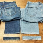 裾上げアタリ出し加工　淡色（たんしょく）デニムはアタリ感が弱くなります（比較しました）