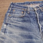 旧DENIMEのジーンズ　前ポケット入口の解体リペア、スレキの交換、リベット表再利用取り付け、、、などなど色々なリペア